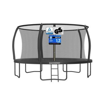 Trampolina SONGMICS z siatką zabezpieczającą i drabinką, czarna, Ø 427 × 270 cm
