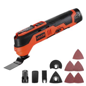 Cordless Oscillating Tool VEVOR GX-LMT01, 2.0 Ah, 8 accessories, 26 × 11 × 12 cm