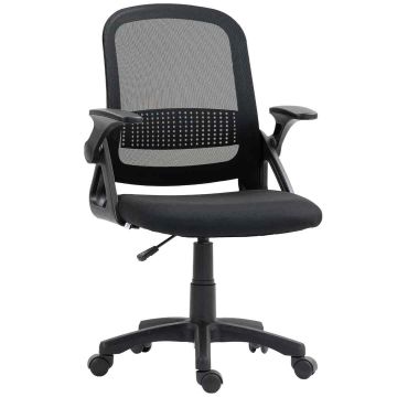 Office chair, Folding armrests, Black, 57.5 × 91–101 × 60 cm