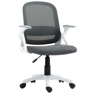 Office chair, Folding armrests, Grey, 57.5 × 91–101 × 60 cm