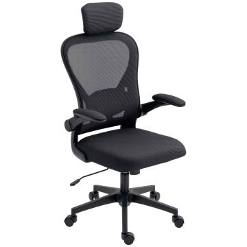 Fotel biurowy, ergonomiczny, z regulowanymi podparciami, czarny, 64 × 115–125 × 63 cm