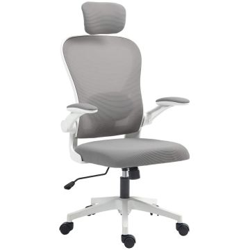 Fotel biurowy, ergonomiczny, z regulowanymi podparciami, szary, 64 × 115–125 × 63 cm