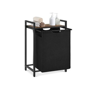 Laundry basket/cabinet with pull-out compartment, vintage - black