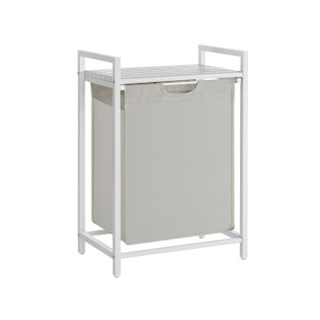 Kosz na pranie z półką 65L, biało-szary