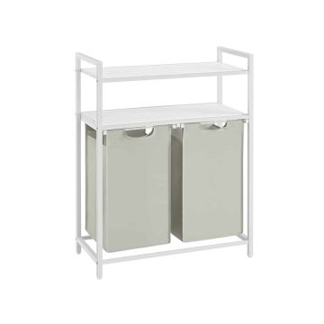 Laundry basket 2 x 46 L with 2 shelves, white