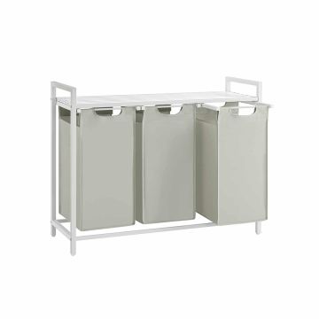 Laundry basket 3 x 38 L with 1 shelf, white