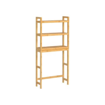 Adjustable 3-tier bathroom shelf made of bamboo, natural color
