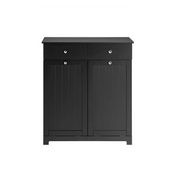 Szafka łazienkowa z 2 koszami na pranie 78x38x91cm, czarno-biała