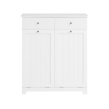 Szafka łazienkowa z 2 koszami na pranie 78x38x90cm, kolor biały/srebrny
