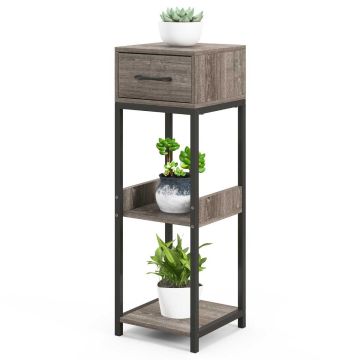 Plant shelf 30.5x30.5x92cm., gray/black