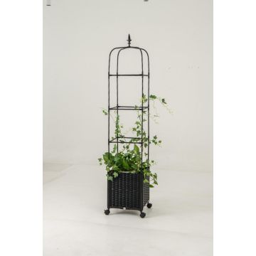 Flower box with grid 40x40x211cm., black