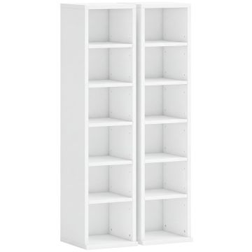 Zestaw półek do przechowywania płyt CD 833-872V90WT, 2 szt., do 204 płyt CD, biały, 21 × 88,5 × 22,5 cm