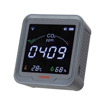 Miernik CO₂ VEVOR PTH-9CW z odczytem temperatury i wilgotności, 9 × 4 × 10 cm