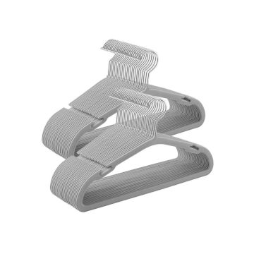 Set of 50 clothes hangers, gray