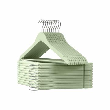 Wooden clothes hangers 20 pcs. light green-silver color