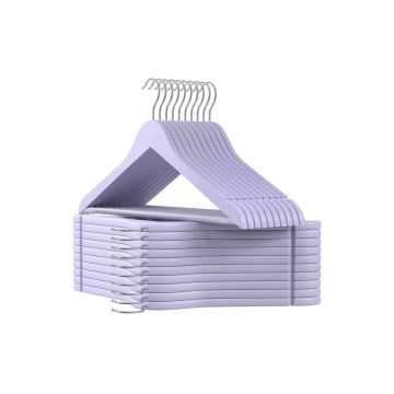 Wooden clothes hangers, 20 pcs., purple-silver color