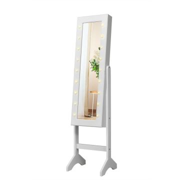 Standing mirror-jewelry cabinet 35x31.5x145cm., white/black