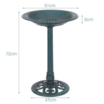 Birdbath 51x72cm., green