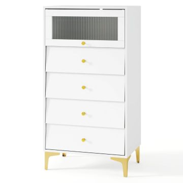 Komoda 60x40x112,5cm, kolor biało-złoty