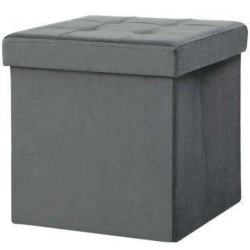 Storage box-pouf, 37.6 l, Grey, 38 × 38 × 38 cm