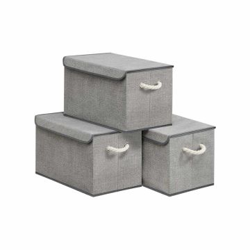 Pudełka do przechowywania SONGMICS, 3 szt., szare, 50 × 30 × 30 cm
