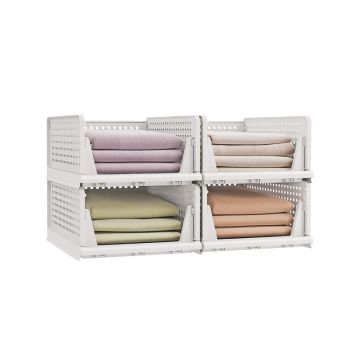 SONGMICS LPC400WZ01 pudełka do przechowywania, zestaw 4 sztuk, białe