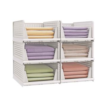SONGMICS LPC600WZ01 pudełka do przechowywania, zestaw 4 sztuk, białe