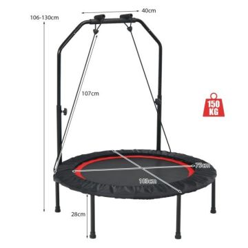 Fitness trampoline 101x130.5cm., black/red