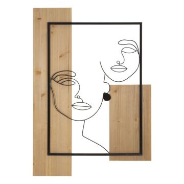 Decorative wall panel Faces, Black/brown, 63 × 90 × 2 cm