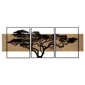 Decorative wall panel Lagos, 3 pcs, Black/brown, 204 × 80 × 2 cm