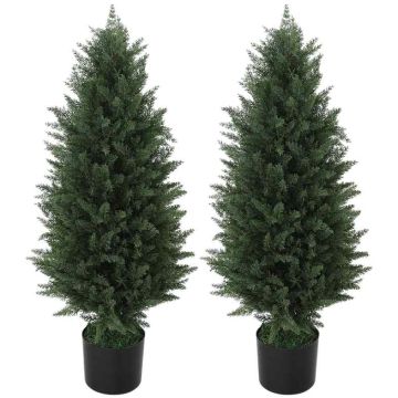 Artificial cypress plant, 2 pcs, 33 × 90 × 33 cm