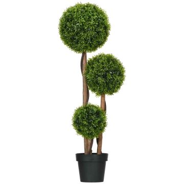 Artificial boxwood plant, 3 balls, Ø27 × 110 cm