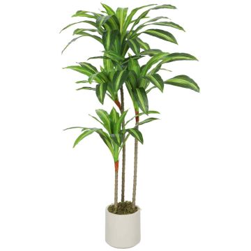 Artificial Dracaena plant, 60 leaves, Green/white, 60 × 40 × 120 cm