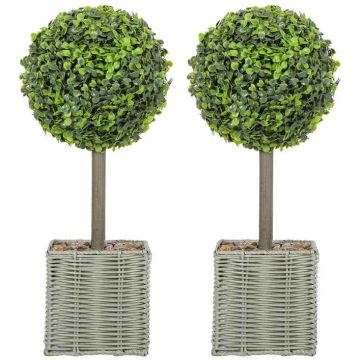 Artificial boxwood plant set, 2 pcs, Ø 15 × 50 cm
