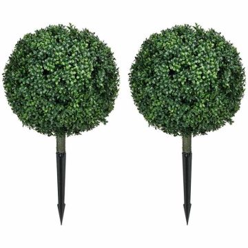 Artificial boxwood bushes set, 2 pcs, Green, Ø40 × 70 cm