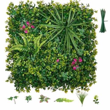 Artificial boxwood panel set VEVOR JN-JX-16, 16 pcs, Green, 50.8 × 50.8 cm