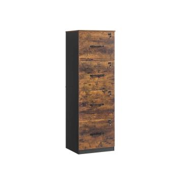 Szafka na dokumenty VASAGLE, 3 zamykane szuflady, brązowo-czarna, 41 × 135,5 × 40 cm