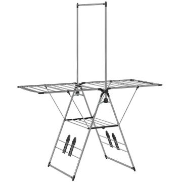 Clothes dryer, foldable, adjustable wings, Silver, 156.5 × 192 × 68 cm