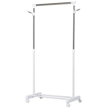 Clothes rack, 4 castors, Silver, 68.5 × 42 × 87–145 cm