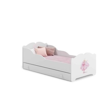 Children's bed Anna with drawer and mattress 164 cm x 85 cm x 63 cm, unicorn