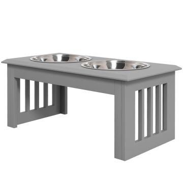 Bowls with stand PawHut 58.4x30.5x25.4cm., gray/silver color