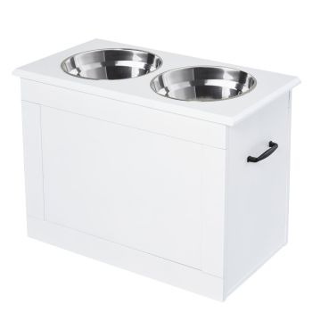 Bowls with stand PawHut 60x30x41cm., white/silver color