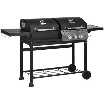 Gas barbecue with five burners, 161 x 54 x 103 cm, black and silver