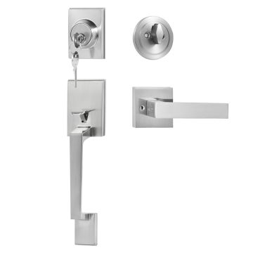 Door handle and latch set VEVOR DT1103-SN, Left/right, With single cylinder, Silver