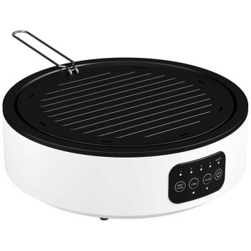 Double ceramic hob with grill, 2000 W, white