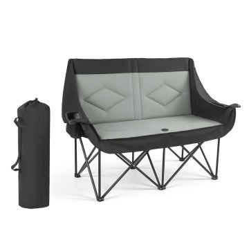 Krzesło kempingowe podwójne VEVOR DH-30093, dla dwóch osób, czarno-szare, 1450 × 580 × 940 mm
