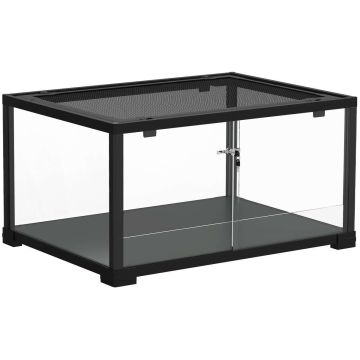 Terrarium dla gadów z podwójnym zamknięciem, 86 l, 60 x 45 x 32 cm, czarne