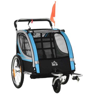 Bicycle trailer for children Homcom 142x75x101cm., black/blue