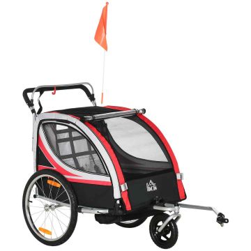Bicycle trailer for children Homcom 142x75x101cm., black/red