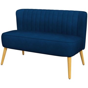 Sofa dwuosobowa, 2 miejsca, niebieska, 117 × 77 × 56,5 cm